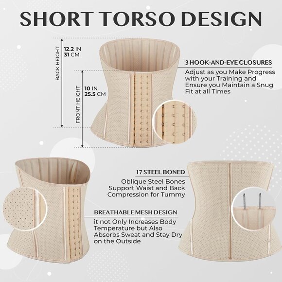 Short Torso Waist Cincher Shapewear Underbust Corset Waist Trainer for Women's - Picture 5 of 7